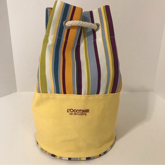 L'OCCITANE Handbags - Vintage L’OCCITANE  Multicolored Stripe Drawstring Canvas Bag